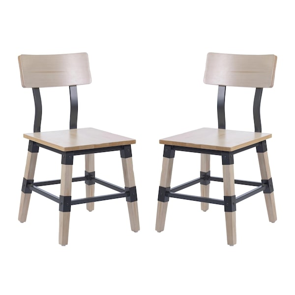 Flash Furniture Jackson Commercial Grade Rustic Antique White Industrial Wood Dining Chair, 2PK 2-XU-DG-W0236-ANTWHT-GG - main